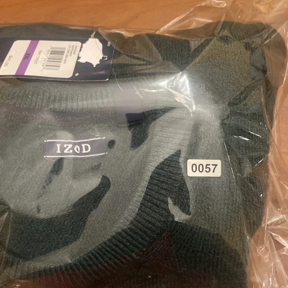 Izod Men's Rainforest Green Stripe Sweater Size XXL Cotton And Polyester Blend
